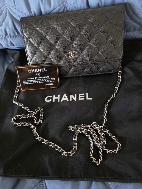 CHANEL Handbags - Chanel Black Quilted Leather Wallet on Chain (WOC)